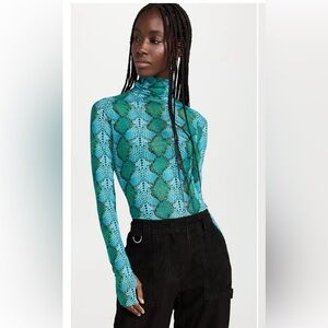 AFRM Zadie Turtleneck top blue snakeskin xs